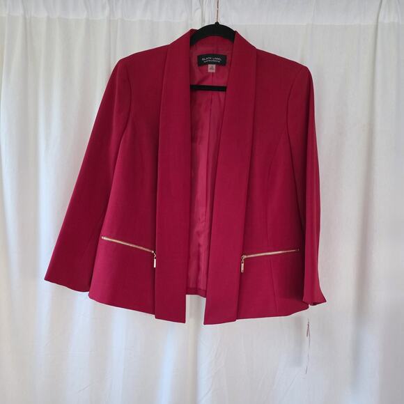 Black Label By Evan Picone Jacket Women’s 10 Ruby Red Blazer Open NWT Holiday - Picture 3 of 12